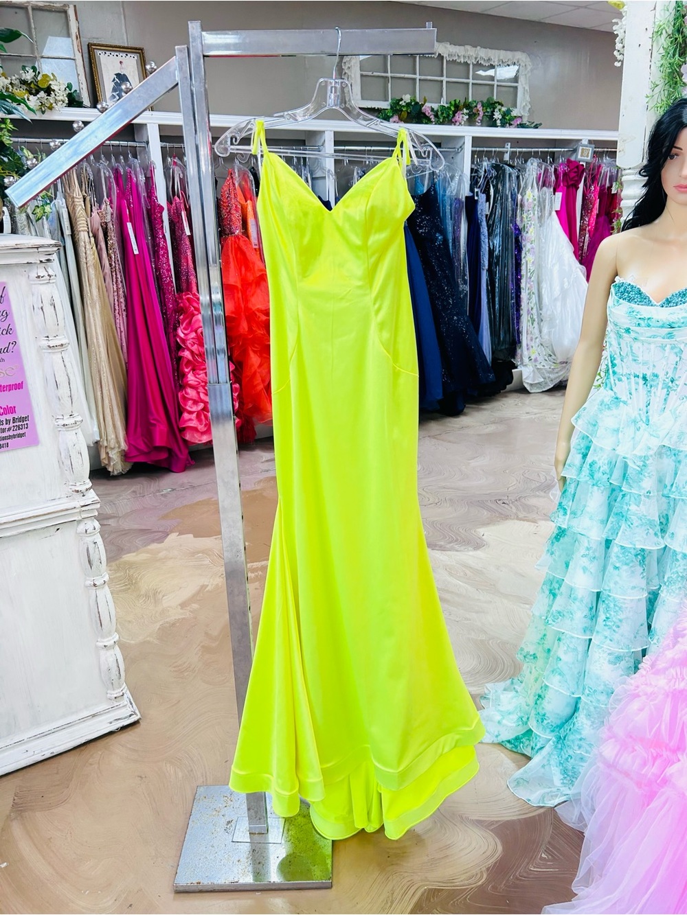 Neon Yellow Spaghetti Strap Maxi Dress